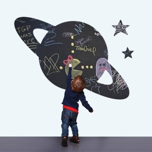 Vinilos pizarra negra planeta saturno y estrellas Vinilos pizarra negra planeta saturno y estrellas